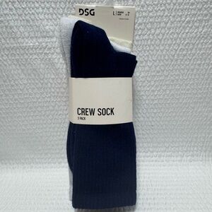 DSG Men's Crew Socks 3 Pack - Black, White, and Blue